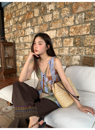 Printed vacation vest