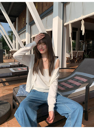 Strappy knit cardigan