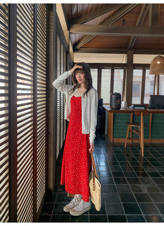 Strappy knit cardigan