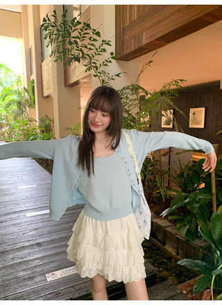 Strappy knit cardigan