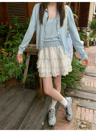 Strappy knit cardigan
