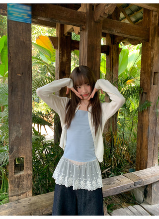 Strappy knit cardigan