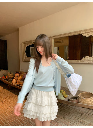 Strappy knit cardigan