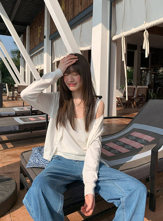 Strappy knit cardigan