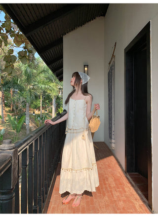 Tassel suspender midi dress