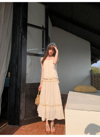 Tassel suspender midi dress
