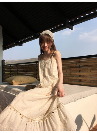 Tassel suspender midi dress