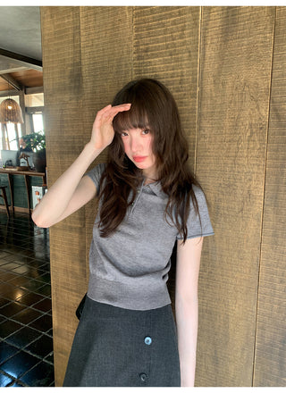 Polo raglan knit tee