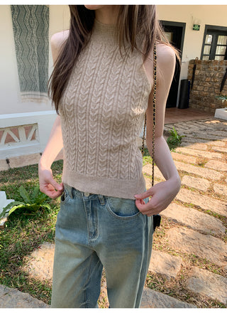 Twisted halter knit vest