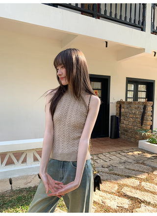 Twisted halter knit vest