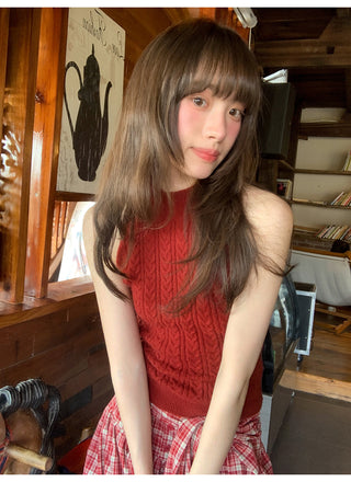 Twisted halter knit vest