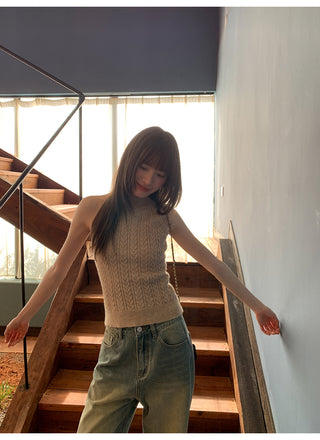 Twisted halter knit vest