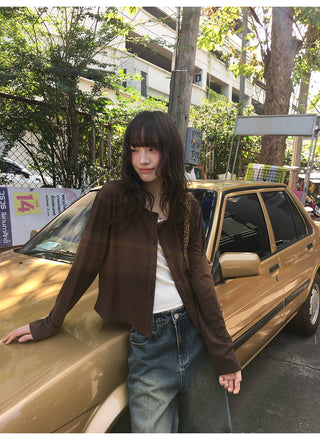 Crew neck cardigan tee
