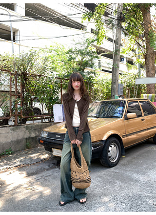Crew neck cardigan tee