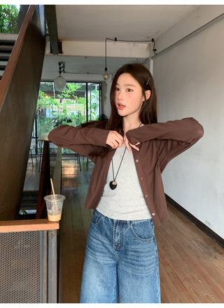Crew neck cardigan tee