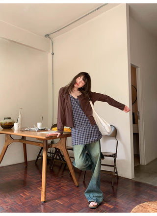 Crew neck cardigan tee