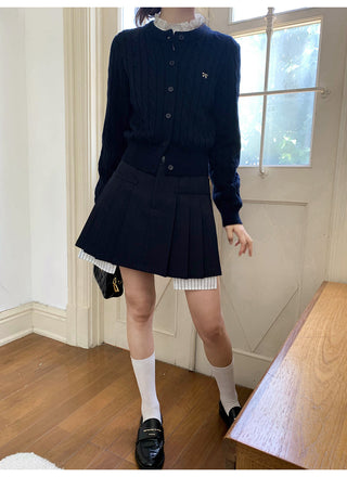 Bow knit cardigan top