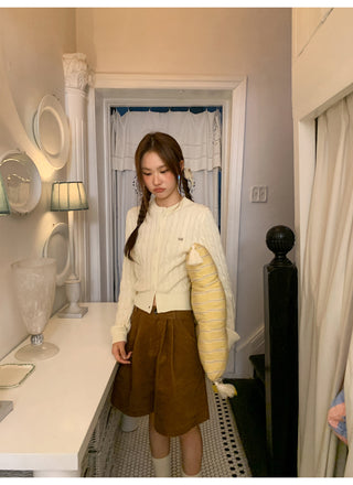 Bow knit cardigan top