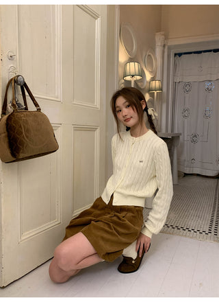 Bow knit cardigan top