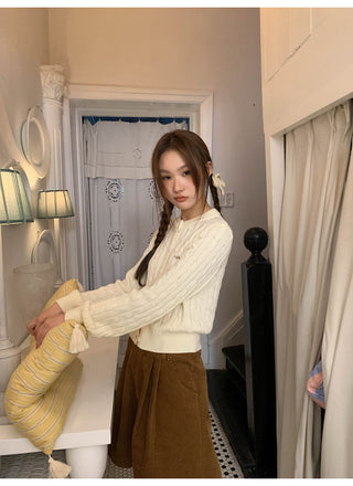 Bow knit cardigan top