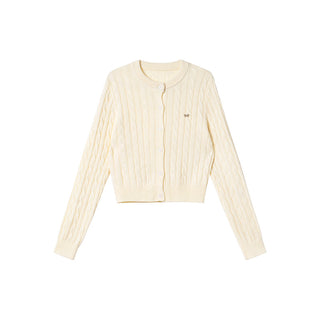 Bow knit cardigan top