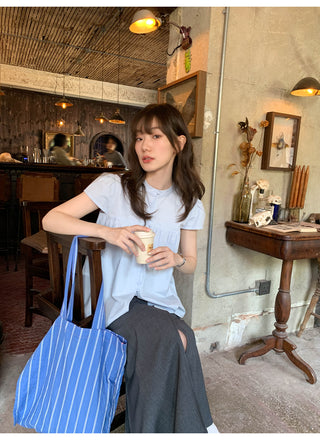Stand collar pleated blouse