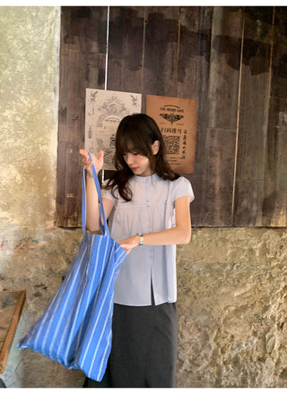 Stand collar pleated blouse
