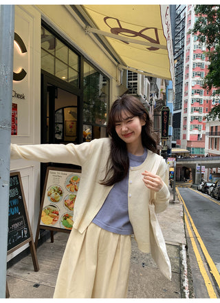 Contrast knit cardigan