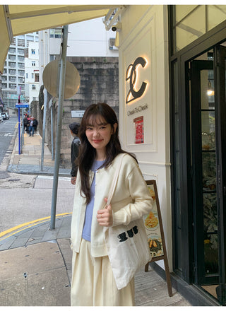 Contrast knit cardigan