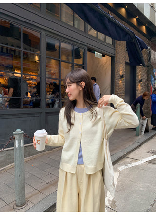 Contrast knit cardigan