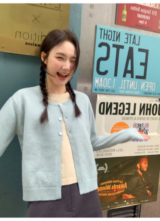 Contrast knit cardigan