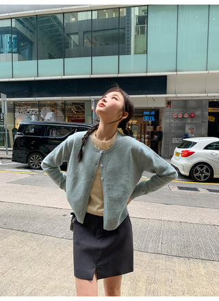 Contrast knit cardigan