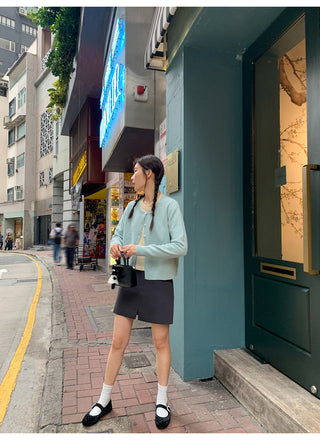 Contrast knit cardigan