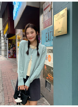 Contrast knit cardigan
