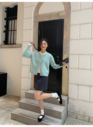 Contrast knit cardigan