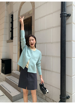 Contrast knit cardigan