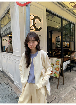 Contrast knit cardigan