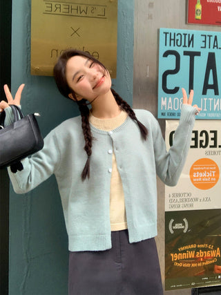 Contrast knit cardigan