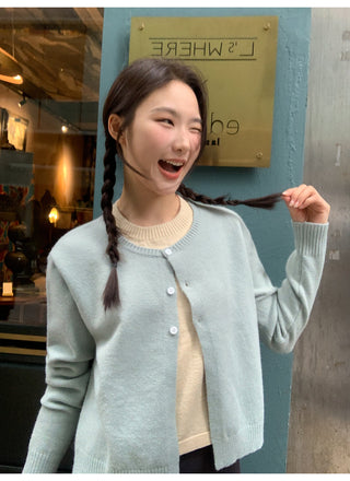 Contrast knit cardigan
