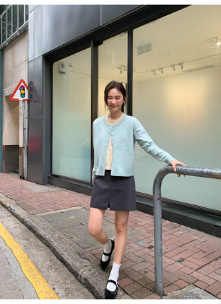 Contrast knit cardigan