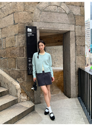 Contrast knit cardigan