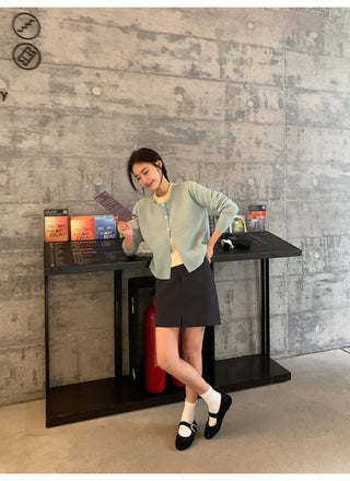 Contrast knit cardigan