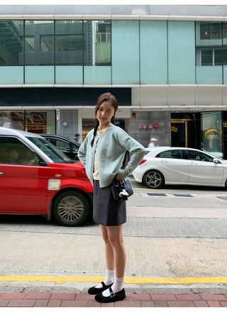 Contrast knit cardigan