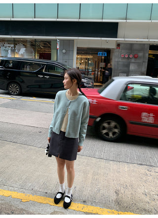 Contrast knit cardigan