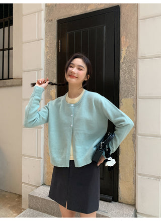 Contrast knit cardigan