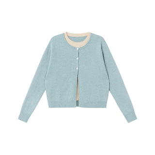 Contrast knit cardigan