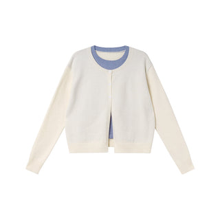 Contrast knit cardigan