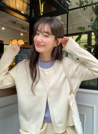 Contrast knit cardigan