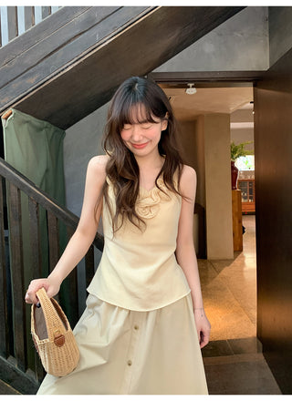 Floral V-neck knit vest
