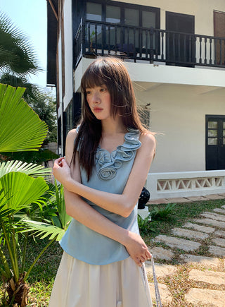 Floral V-neck knit vest